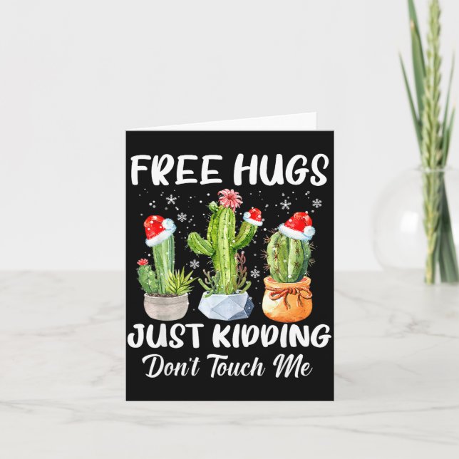 Tarjeta Hug Just Kidding Dont Touch Me Funny Cactus Christ (Anverso)
