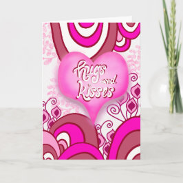 Tarjeta Hugs and Kisses Retro Heart Love You So