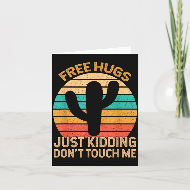 Tarjeta Hugs Just Kidding Don't Touch Me Cactus Humor Hugg (Anverso)