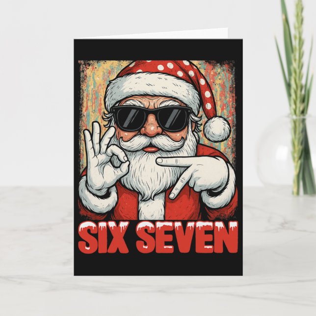 Tarjeta Hugvyn Funny Six Seven Meme Christmas Cool Santa S (Anverso)
