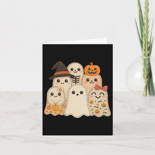 Tarjeta Hugvyn Halloween Patchwork Quilt Ghost Matching Fa (Anverso)