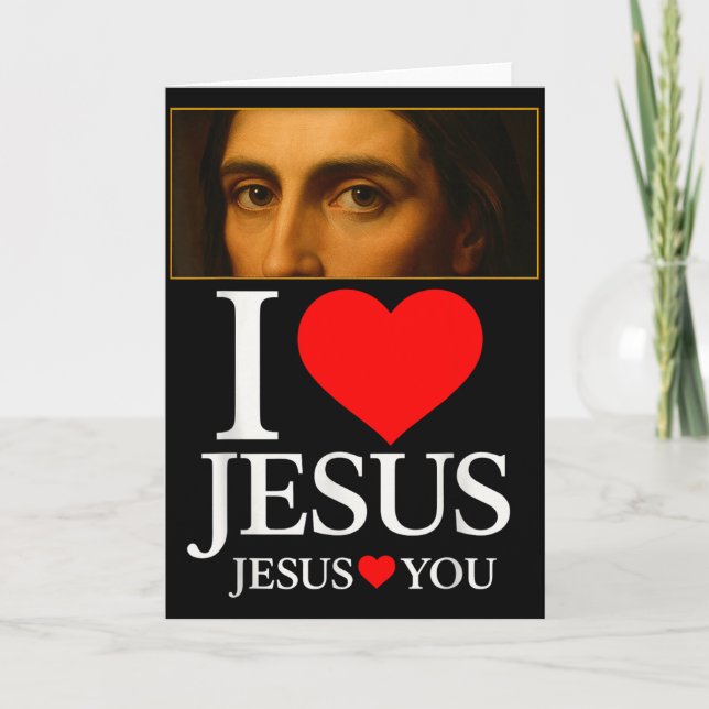 Tarjeta Hugvyn I Love Jesus I Heart Jesus Faith American C (Anverso)