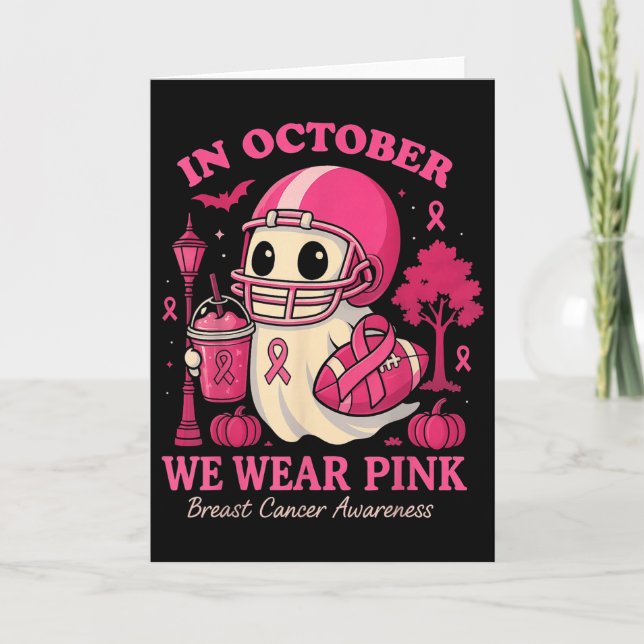 Tarjeta Hugvyn In October We Wear Nk Ghost Halloween Breas (Anverso)