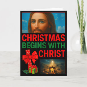 Tarjeta Hugvyn Navidad Comienza Con La Cruz De Cristo Jesú