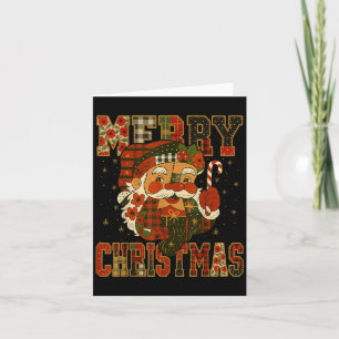 Tarjeta Hugvyn Navidad_ Papá Noel Patchwork Feliz Navidad