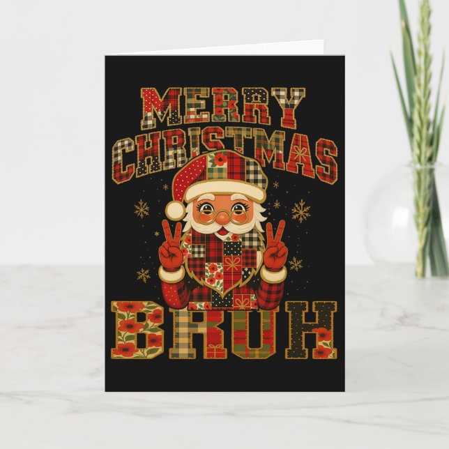 Tarjeta Hugvyn Navidades Santa Claus Patchwork Chris (Anverso)