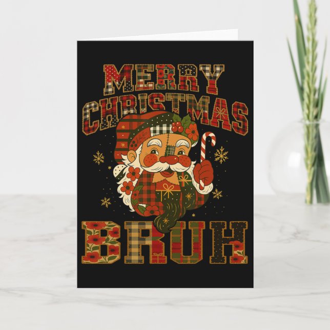 Tarjeta Hugvyn Navidades Santa Claus Patchwork Chris (Anverso)