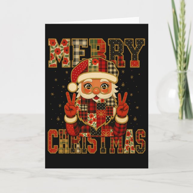 Tarjeta Hugvyn Navidades Santa Claus Patchwork Chris (Anverso)