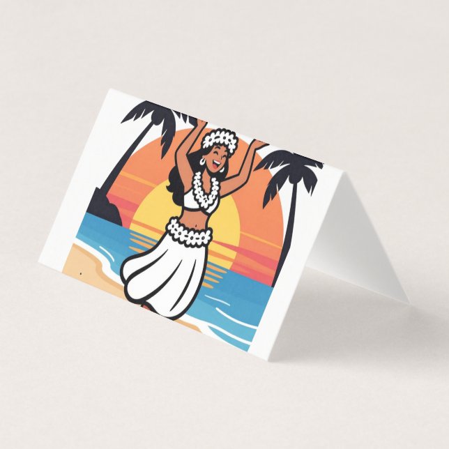 Tarjeta Hula dance beach party sunset tropical island art (Anverso)