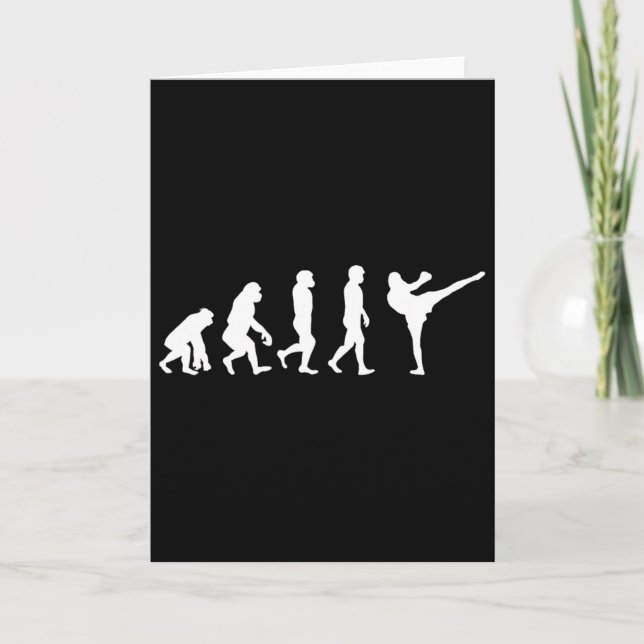Tarjeta Humano Divertido Simio Gorila Evolución Karate Box (Anverso)