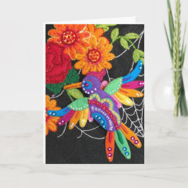 Tarjeta Hummiingbird Felt Sequin Beads Stitched Pretty