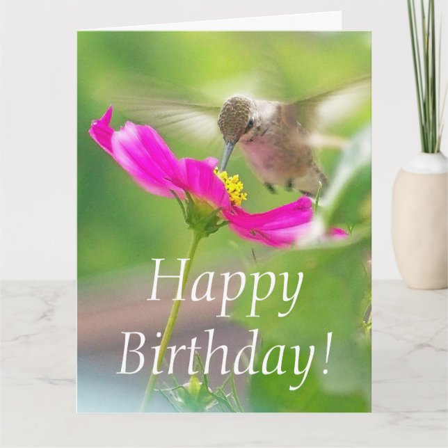Tarjeta Hummingbird Bird Floral Birthday Big Greeting Card (Anverso)