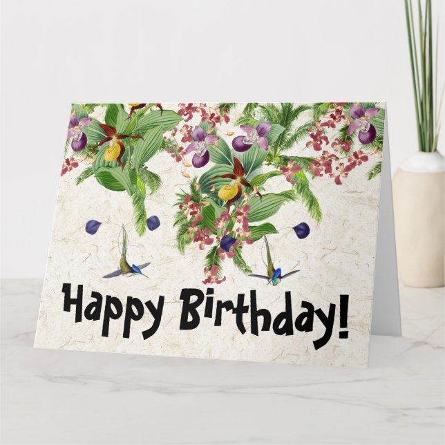 Tarjeta Hummingbird Bird Floral Birthday Big Greeting Card (Anverso)