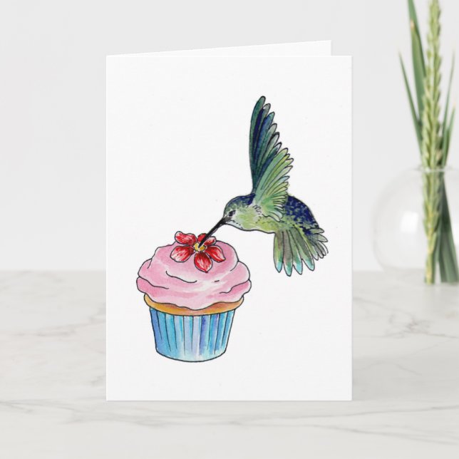 Tarjeta Hummingbird Cupcake Love (Anverso)