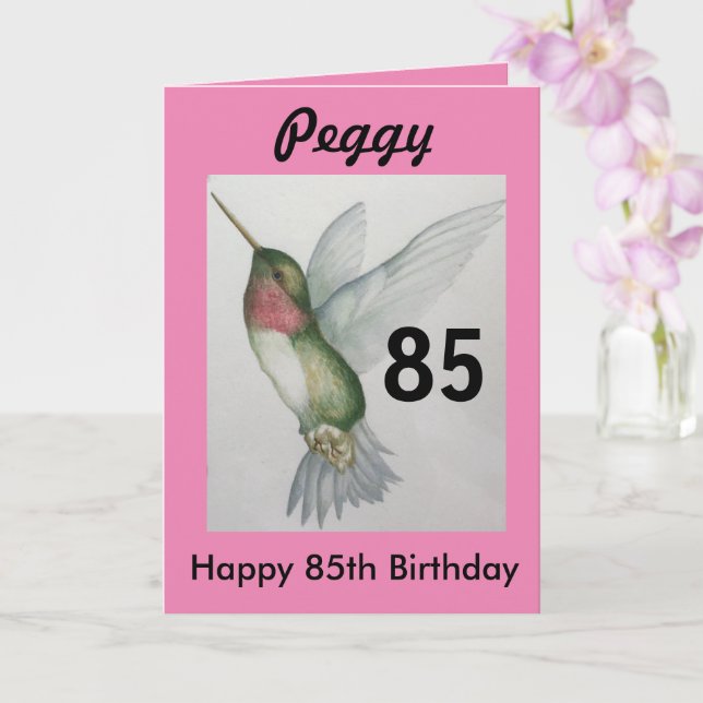 Tarjeta Hummingbird de Bonito dulce de cumpleaños número 8 (Orquídea)