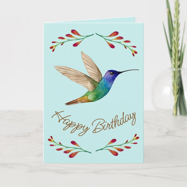 Tarjeta Hummingbird feliz cumpleaños (Anverso)