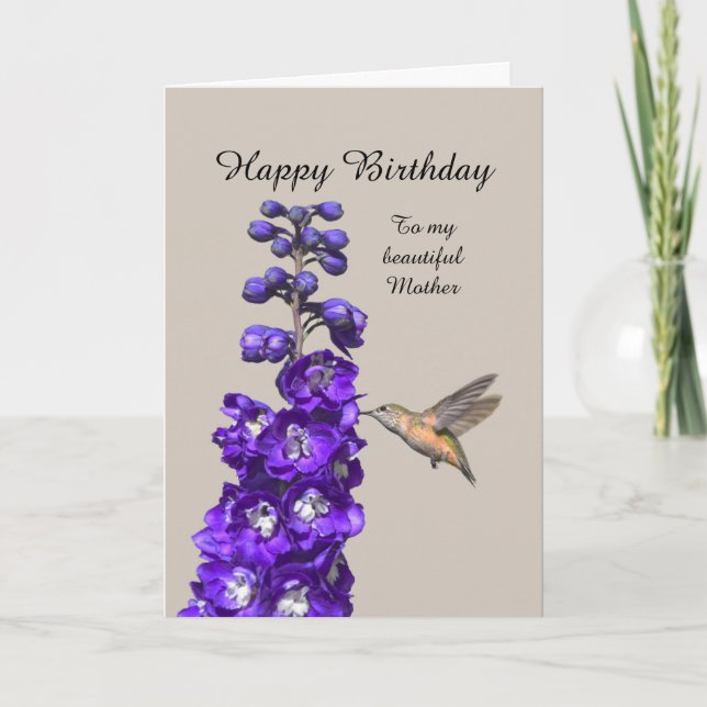 Tarjeta Hummingbird Feliz Cumpleaños Madre (Anverso)