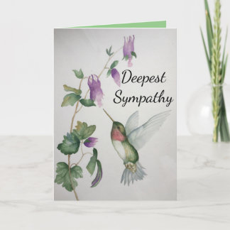 Tarjeta Hummingbird Garden Deepest Sympepathy Watercolor