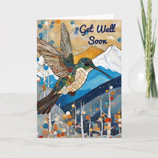 Tarjeta Hummingbird Get Well Soon Greeting (Anverso)