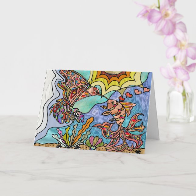 Tarjeta Hummingbird Goldfish Refling Art (Orquídea)