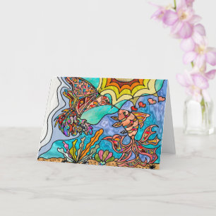 Tarjeta Hummingbird Goldfish Refling Art