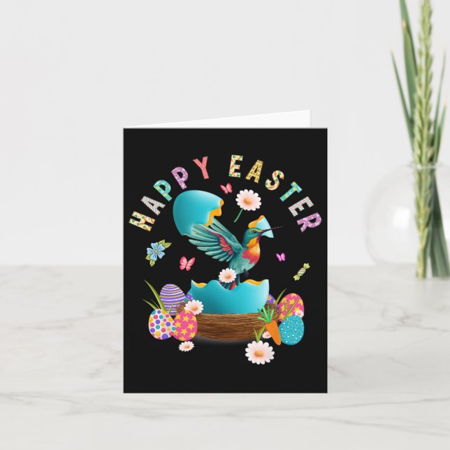 Tarjeta Hummingbird Happy Easter Egg Hung Easter Day Hu (Anverso)