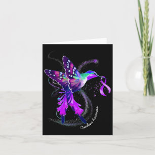 Tarjeta Hummingbird Holding Purple Ribbon Sobredosis Aware