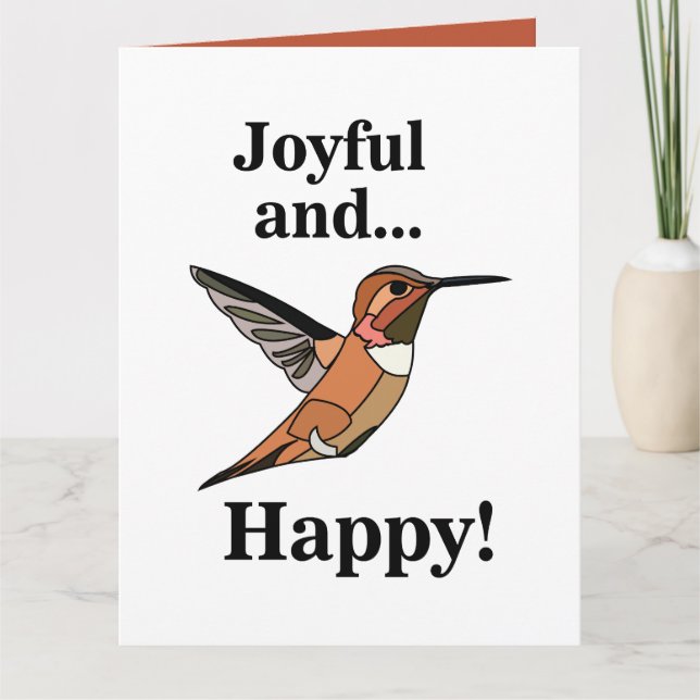 Tarjeta Hummingbird Joyful Y Happy Bird Lover Cumpleaños (Anverso)
