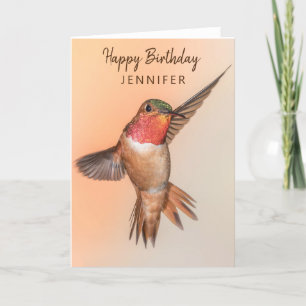 Tarjeta Hummingbird Nombre Personalizado Feliz Cumpleaños