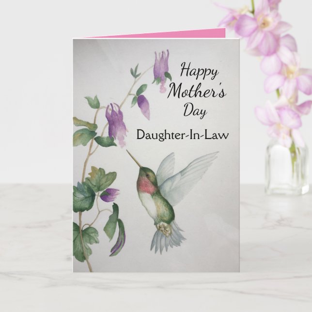 Tarjeta Hummingbird para el día de la hija legal d (Orquídea)