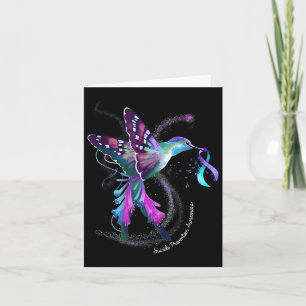 Tarjeta Hummingbird Púrpura Cinta Suicida Consciente