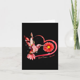 Tarjeta Hummingbird Sunflower Cinta roja Cáncer de Sangre 