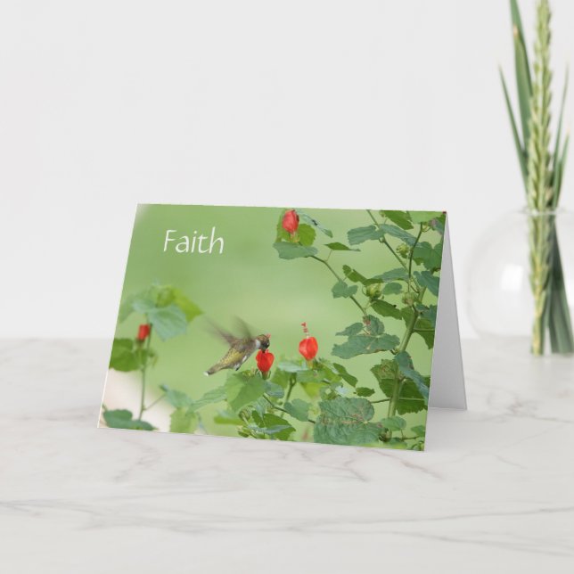 Tarjeta Hummingbird w verse (Luke 1:37) Simpatía (Anverso)