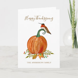 Tarjeta Hummingbird y calabaza personalizado