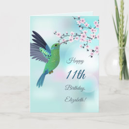 Tarjeta Hummingbird Y Cherry Blossom Personalizado Cumplea