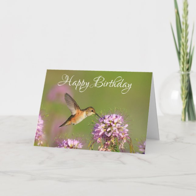 Tarjeta Hummingbird y Wildlflowers felices cumpleaños (Anverso)