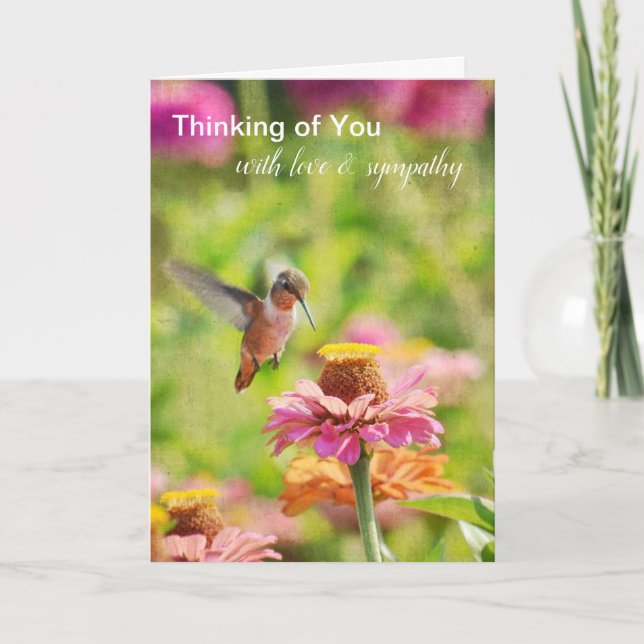 Tarjeta Hummingbird Zinnia Floral Thinking (Anverso)