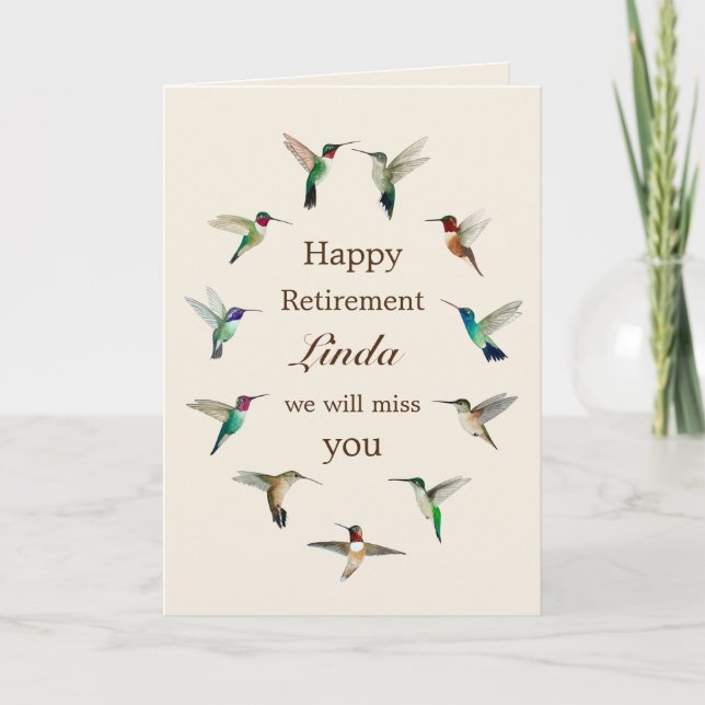 Tarjeta Hummingbirds de Jubilación personalizado (Anverso)