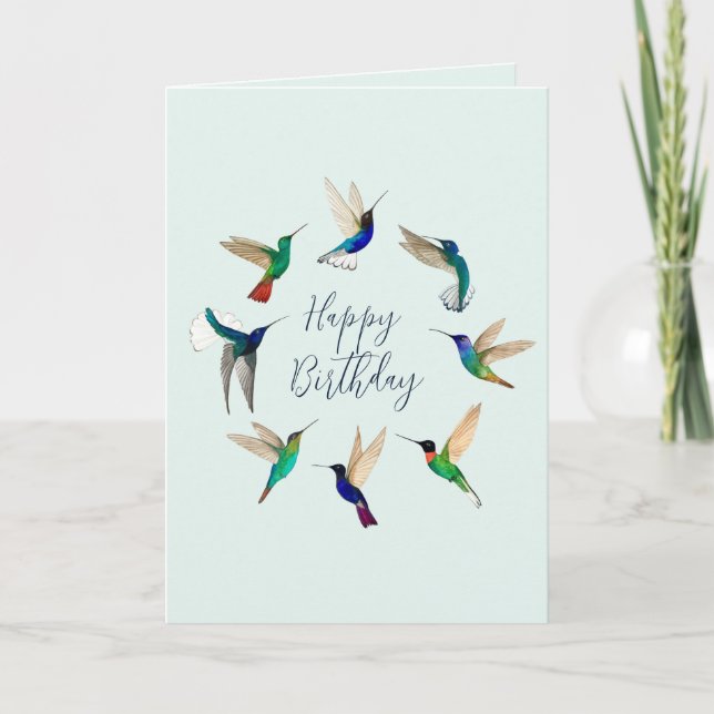 Tarjeta Hummingbirds feliz cumpleaños (Anverso)