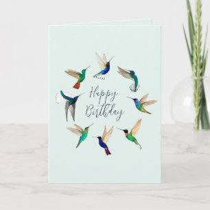 Tarjeta Hummingbirds feliz cumpleaños