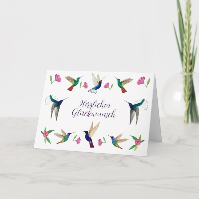 Tarjeta Hummingbirds Herzlichen Glückwunsch (Anverso)