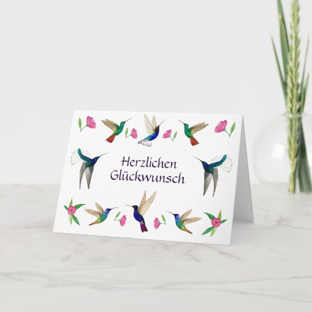 Tarjeta Hummingbirds Herzlichen Glückwunsch (Anverso)