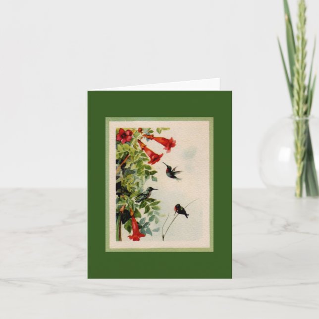 Tarjeta Hummingbirds vintage (Anverso)
