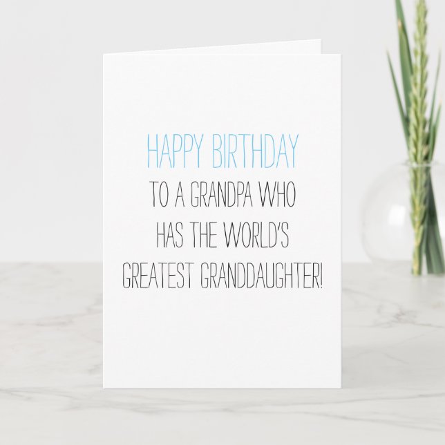Tarjeta Humor Abuelo de cumpleaños de nieta (Anverso)