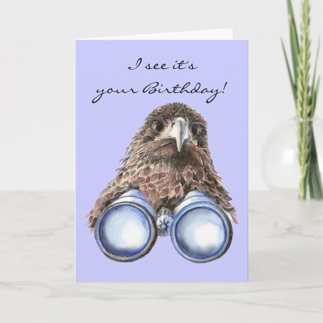 Tarjeta Humor animal de cumpleaños de observador de aves e (Anverso)