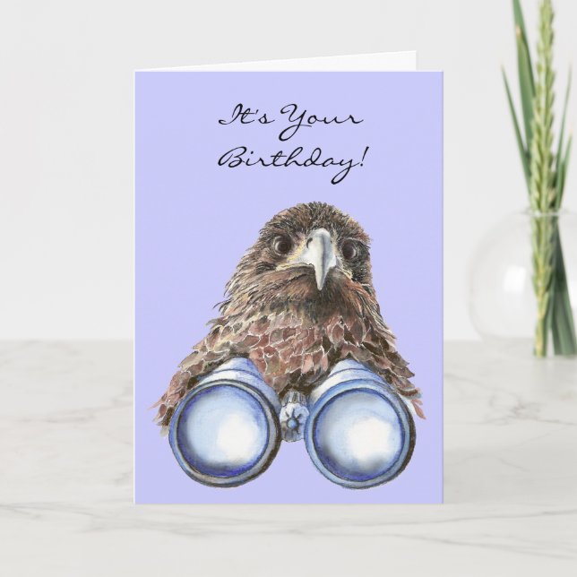Tarjeta Humor animal de cumpleaños de observador de aves e (Anverso)