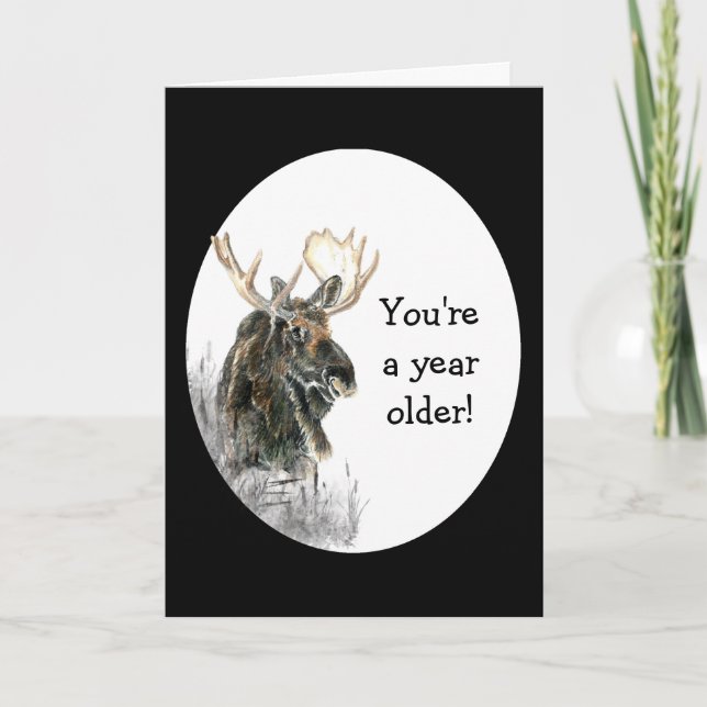 Tarjeta Humor animal de cumpleaños divertido Moose Waterco (Anverso)
