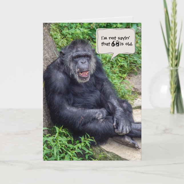 Tarjeta humor chimpancé por 68 años (Anverso)