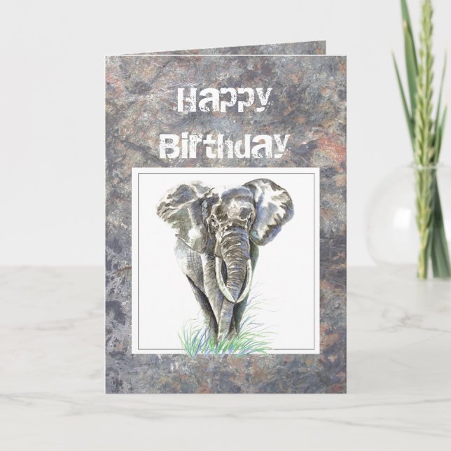 Tarjeta Humor Cumpleaños, Masculina, Elefante, Tos (Anverso)