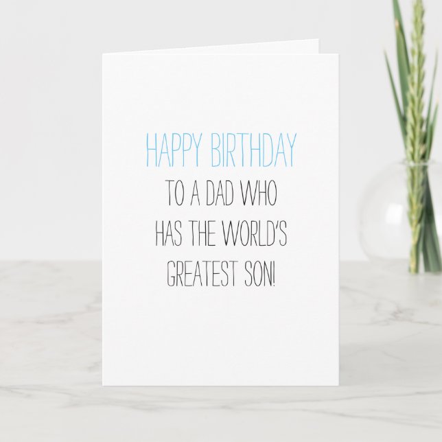 Tarjeta Humor cumpleaños papá de un hijo (Anverso)